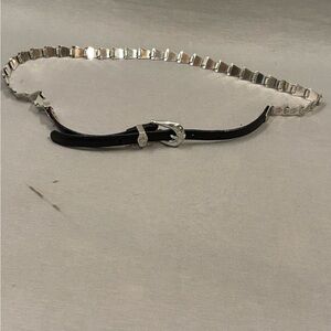 Brighton Black and Silver Women's Belt chain links large 34 dainty girly slim